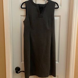 Ann Taylor Sleeveless shealth dress with faux black leather trim size 8